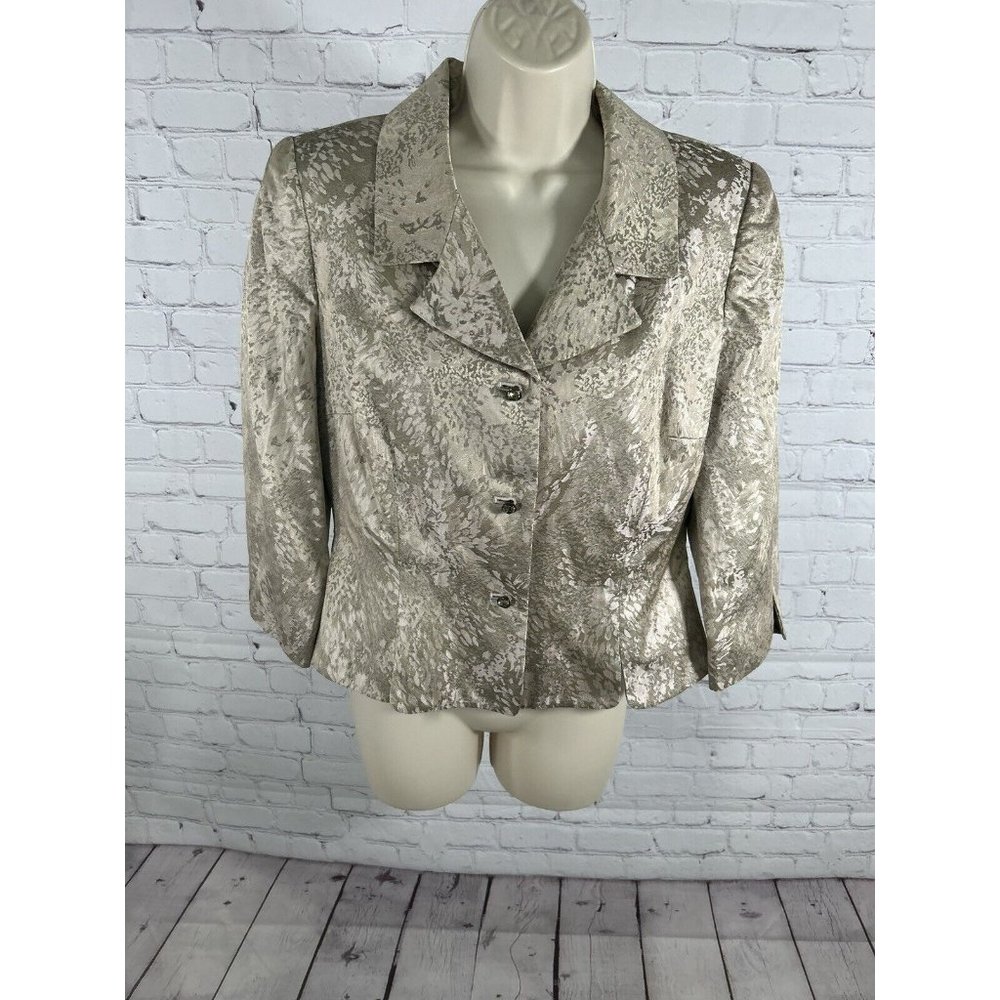 Jones New York Metallic Rose Gold Rhinestone Button Blazer Jacket Women’s 10